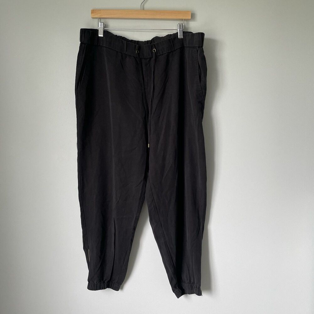 Eileen Fisher Flowy Jogger Drawstring Pants 100% Tencel Black Women's Size XL